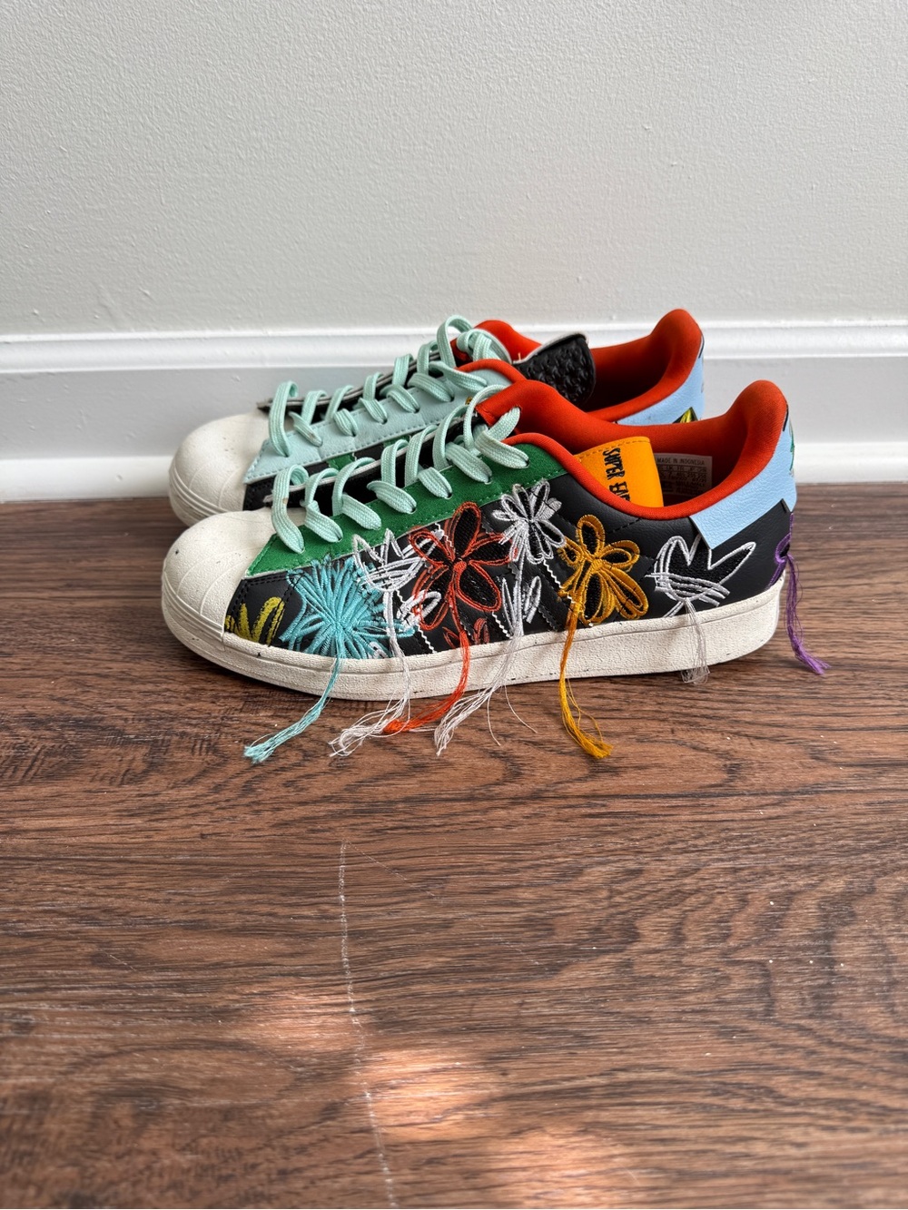 adidas Superstar AEC Sean Wotherspoon Superearth Black Embroidered Sneakers 7.5M - Picture 5 of 9